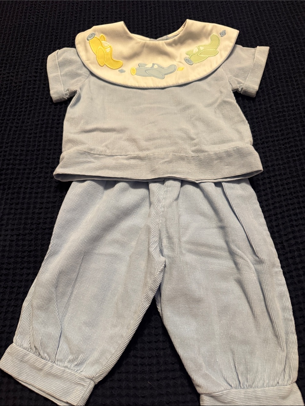 Light Blue Kids Two-Piece Set with Airplane Collar